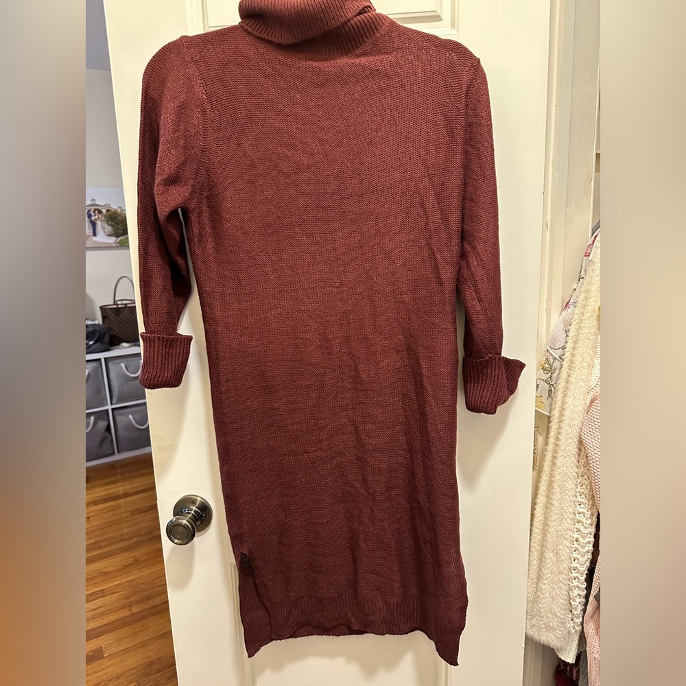Wine long sleeve knitted dress